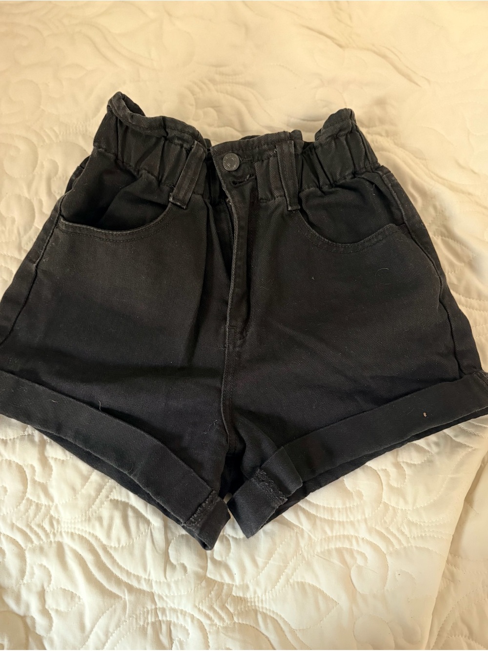 Forever 21 High-Rise Black Paperbag Waist Shorts